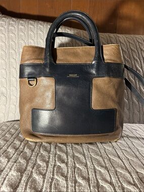 Bally Two-Tone Brown and Black Leather Tote